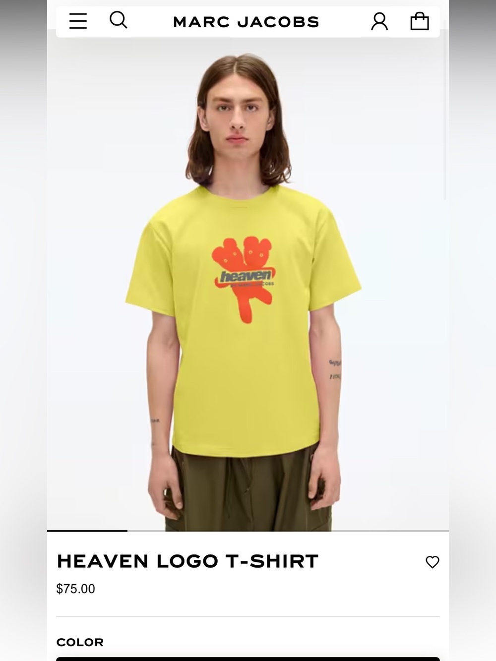 NWT Marc Jacobs heaven logo T-shirt- yellow